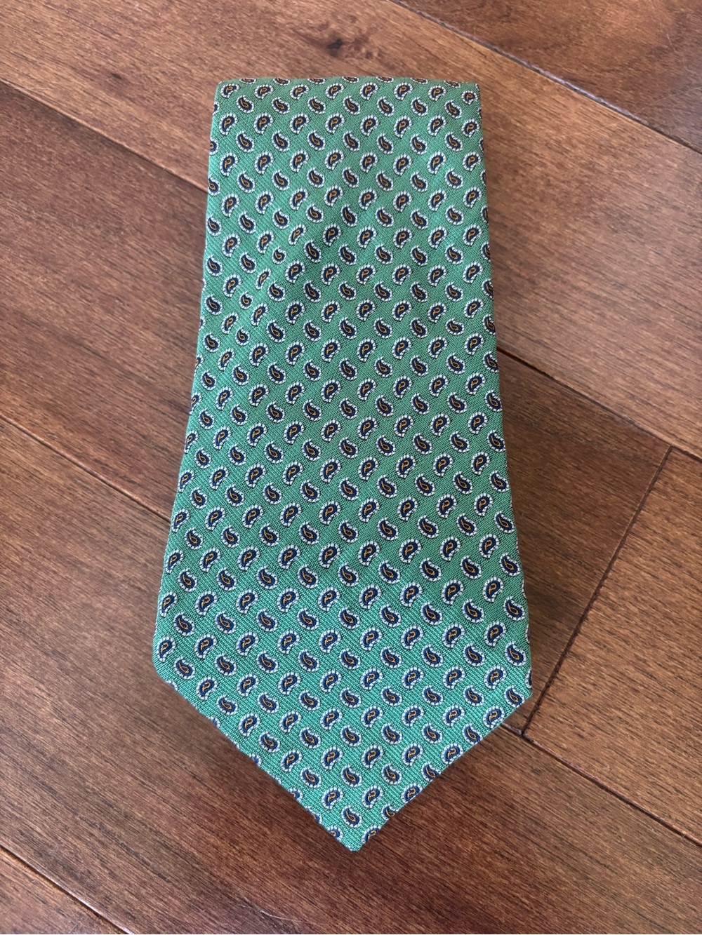 VTG Polo Ralph Lauren Silk Tie Green Paisley Hand Made USA Men’s Necktie 90s